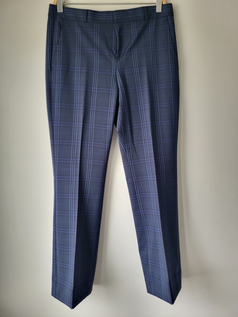 Banana Republic Logan Navy Blue Fall Winter Classic Plaid Straight-Leg Pants